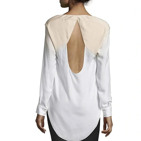 HAUTE HIPPIE NEW Ombré Draped Open Back Blouse Top - Picture 3 of 11